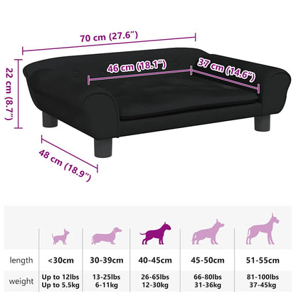 Hundebett Schwarz 70x48x22 cm Samt