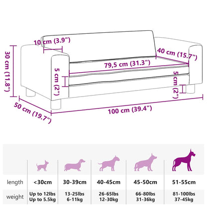 Hundebett mit Verlängerung Creme 100x50x30 cm Samt
