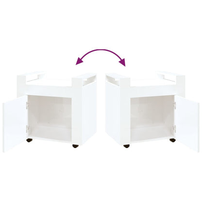 Bürowagen Hochglanz-Weiß 60x45x60 cm Holzwerkstoff