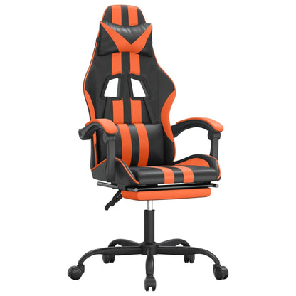 Gaming-Stuhl mit Fußstütze Schwarz und Orange Kunstleder