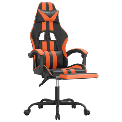 Gaming-Stuhl mit Fußstütze Schwarz und Orange Kunstleder