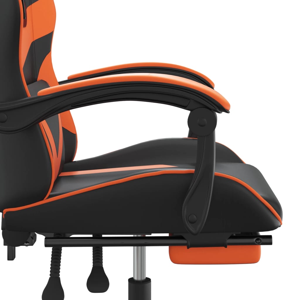 Gaming-Stuhl mit Fußstütze Schwarz und Orange Kunstleder