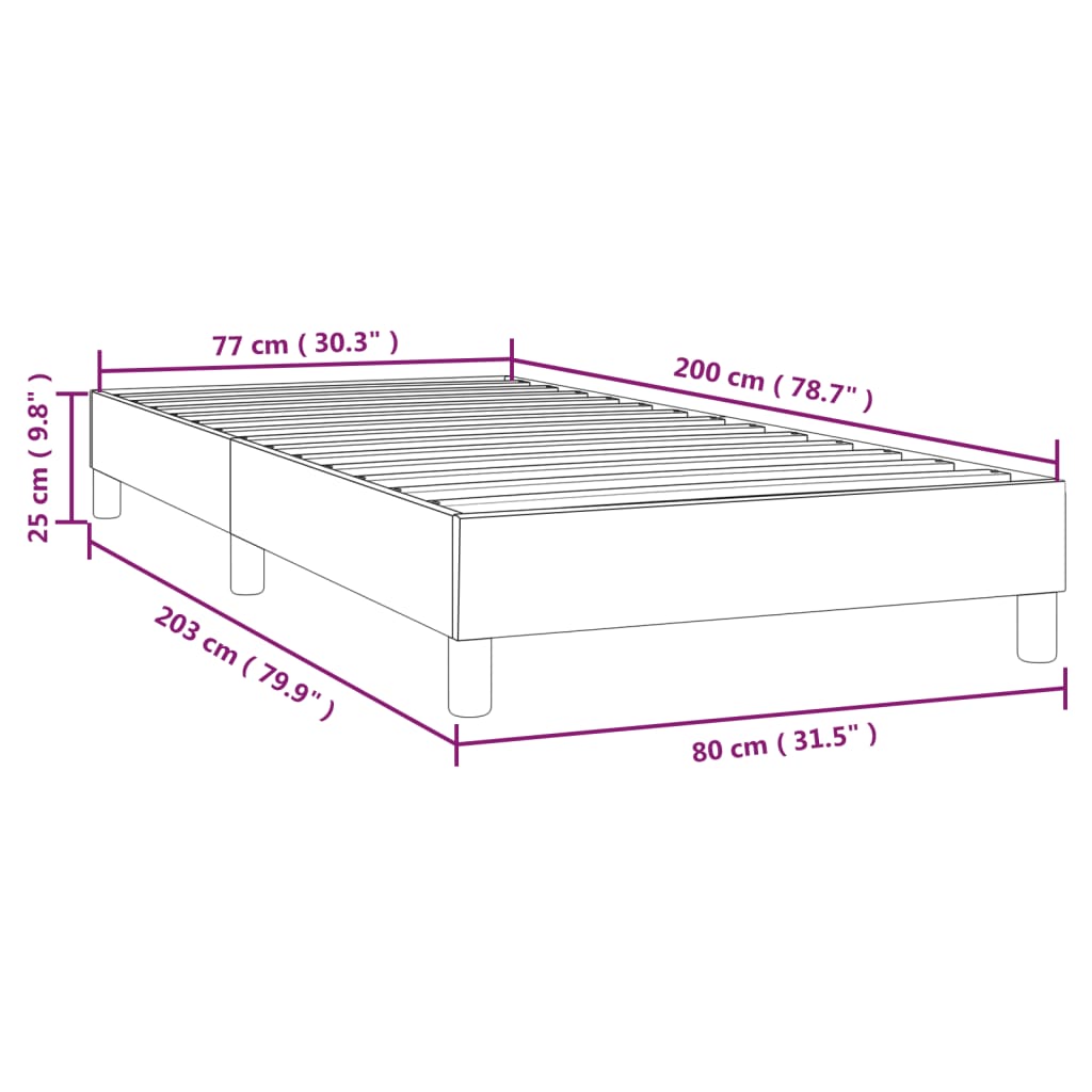 Boxspringbettgestell Dunkelgrau 80x200 cm Stoff