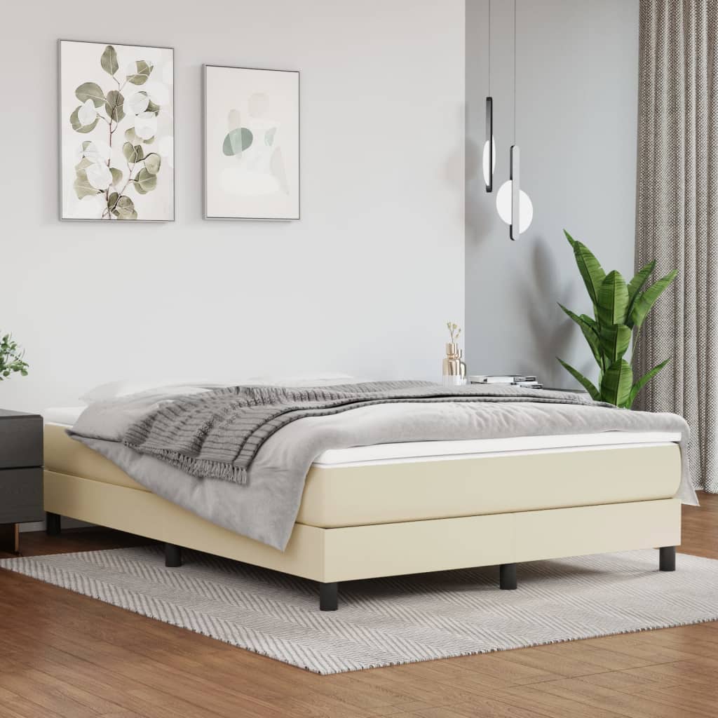 Boxspringbettgestell Creme 140x200 cm Kunstleder