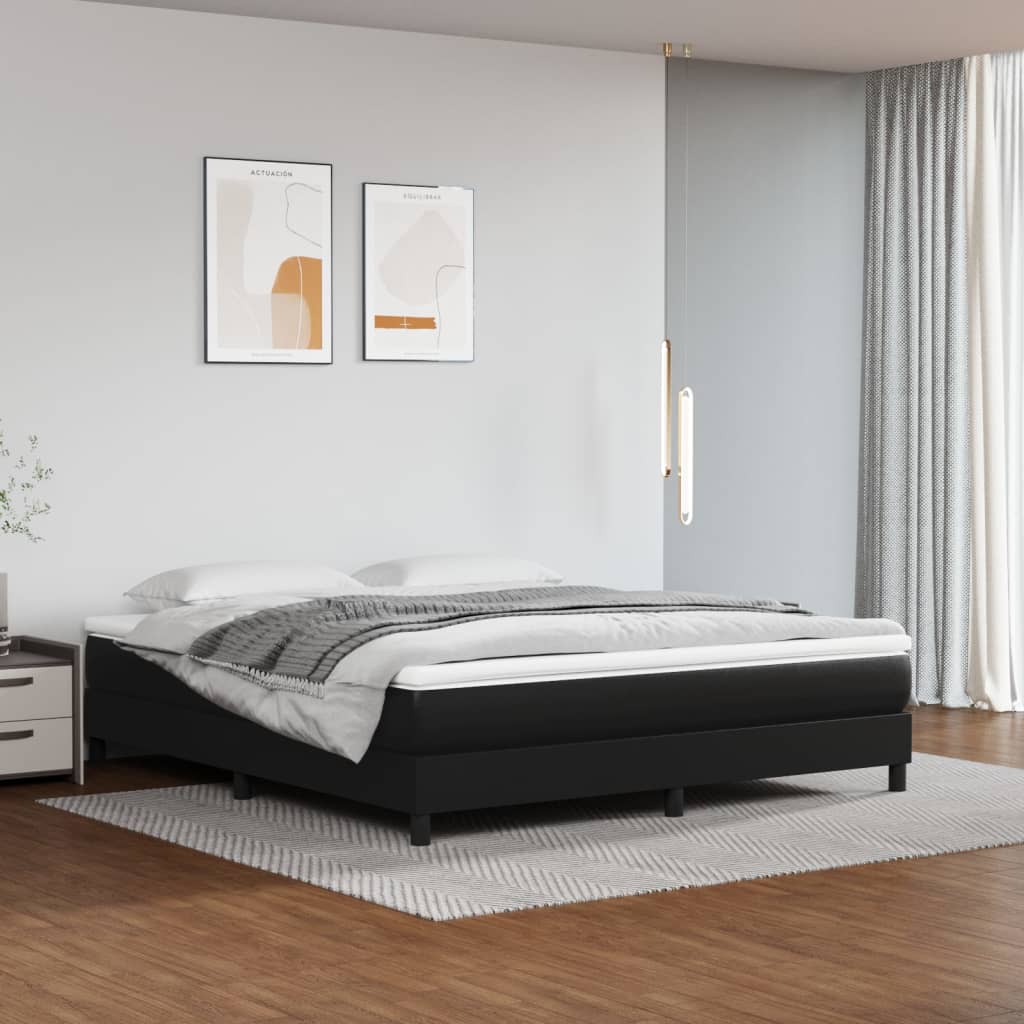 Boxspringbettgestell Schwarz 180x200 cm Kunstleder