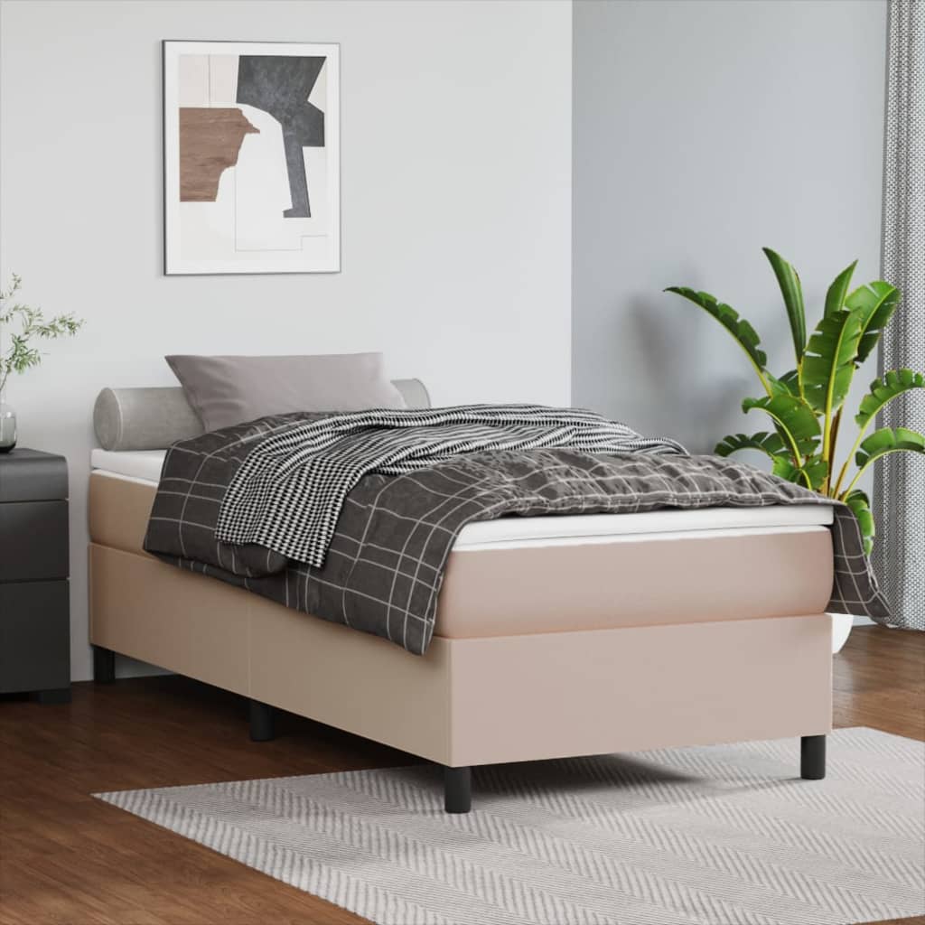 Boxspringbettgestell Cappuccino-Braun 90x190 cm Kunstleder