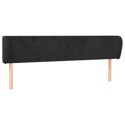 Kopfteil mit Ohren Schwarz 203x23x78/88 cm Samt