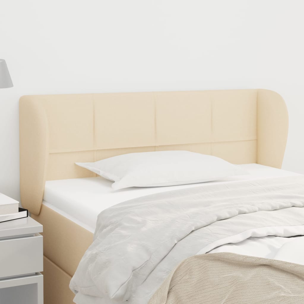 Kopfteil mit Ohren Creme 93x23x78/88 cm Stoff