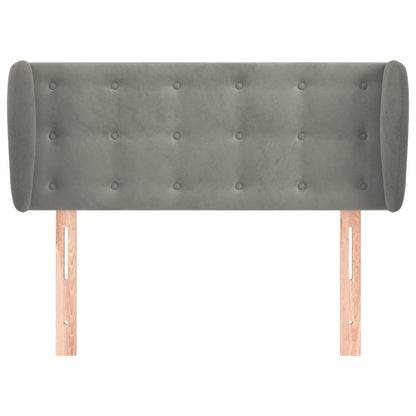 Kopfteil mit Ohren Hellgrau 103x23x78/88 cm Samt