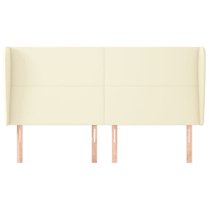 Kopfteil mit Ohren Creme 183x23x118/128 cm Kunstleder