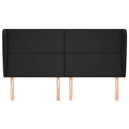 Kopfteil mit Ohren Schwarz 203x23x118/128 cm Kunstleder