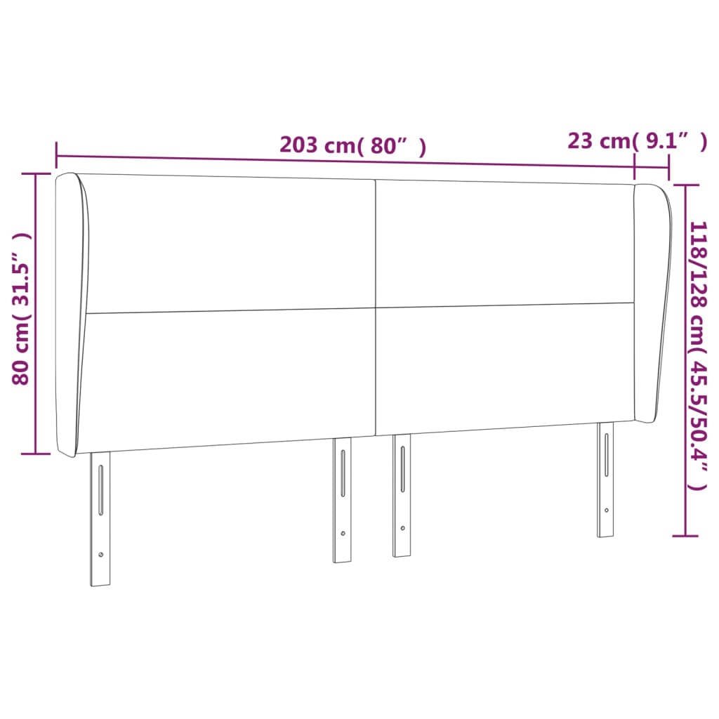 Kopfteil mit Ohren Cappuccino-Braun 203x23x118/128cm Kunstleder