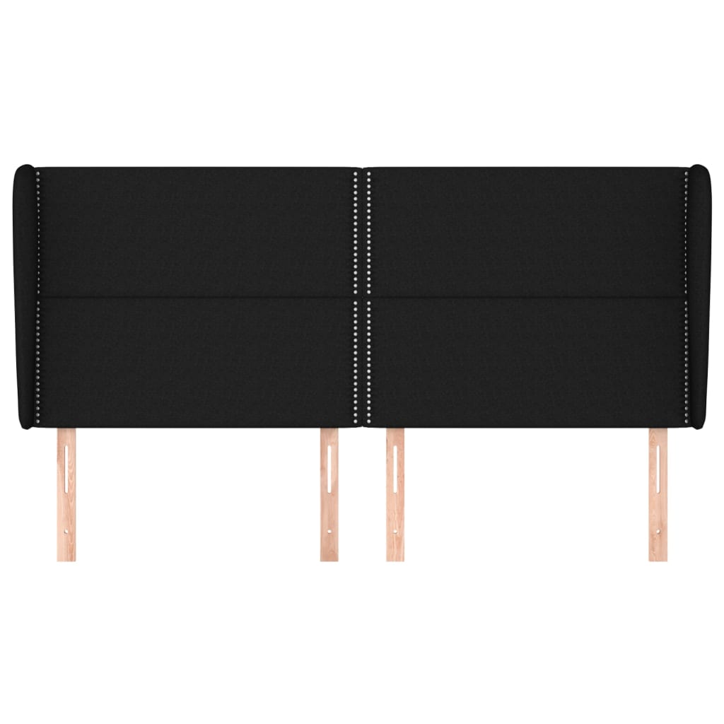 Kopfteil mit Ohren Schwarz 163x23x118/128 cm Stoff