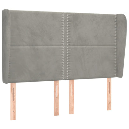 Kopfteil mit Ohren Hellgrau 147x23x118/128 cm Samt