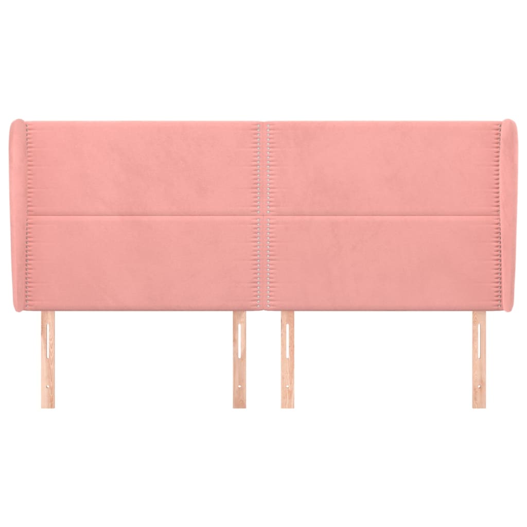 Kopfteil mit Ohren Rosa 203x23x118/128 cm Samt