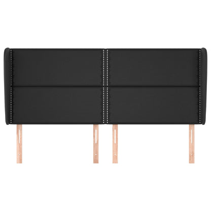 Kopfteil mit Ohren Schwarz 203x23x118/128 cm Kunstleder