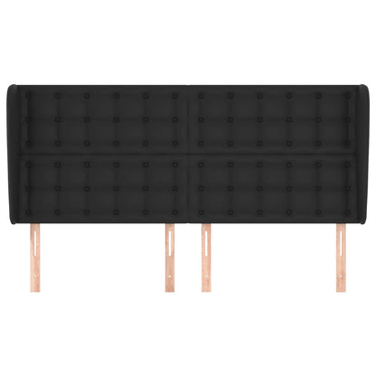 Kopfteil mit Ohren Schwarz 163x23x118/128 cm Kunstleder