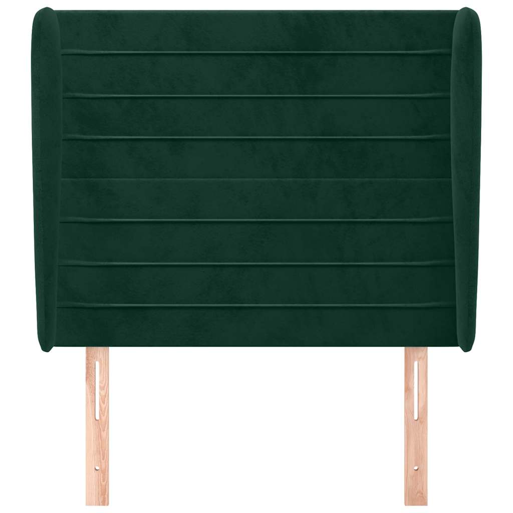 Kopfteil mit Ohren Dunkelgrün 93x23x118/128 cm Samt