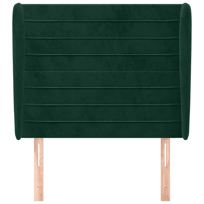 Kopfteil mit Ohren Dunkelgrün 93x23x118/128 cm Samt