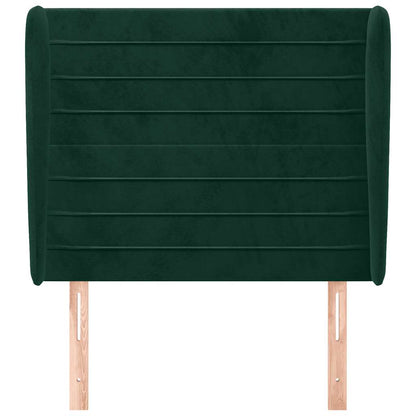 Kopfteil mit Ohren Dunkelgrün 103x23x118/128 cm Samt