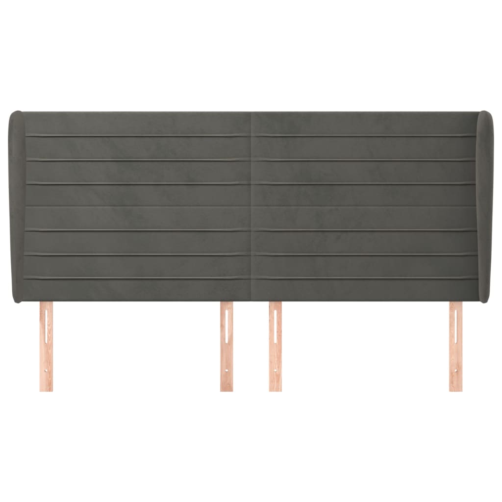 Kopfteil mit Ohren Dunkelgrau 203x23x118/128 cm Samt