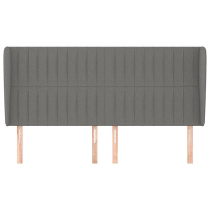 Kopfteil mit Ohren Dunkelgrau 203x23x118/128 cm Stoff