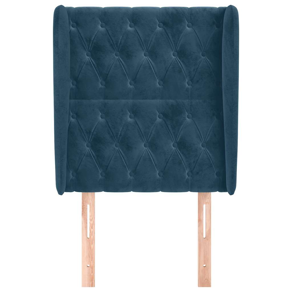 Kopfteil mit Ohren Dunkelblau 83x23x118/128 cm Samt