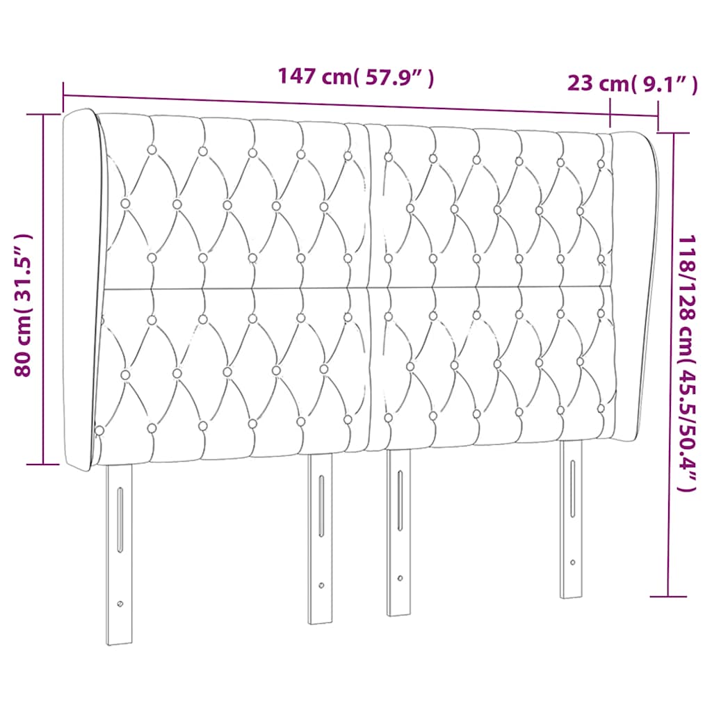 Kopfteil mit Ohren Dunkelblau 147x23x118/128 cm Samt