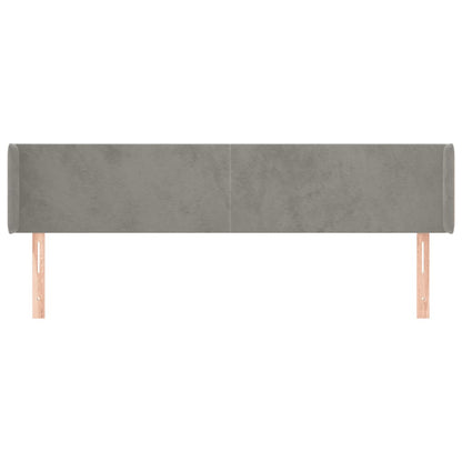 Kopfteil mit Ohren Hellgrau 203x16x78/88 cm Samt