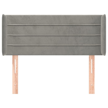 Kopfteil mit Ohren Hellgrau 93x16x78/88 cm Samt