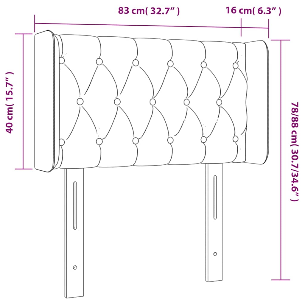 Kopfteil mit Ohren Dunkelgrün 83x16x78/88 cm Samt
