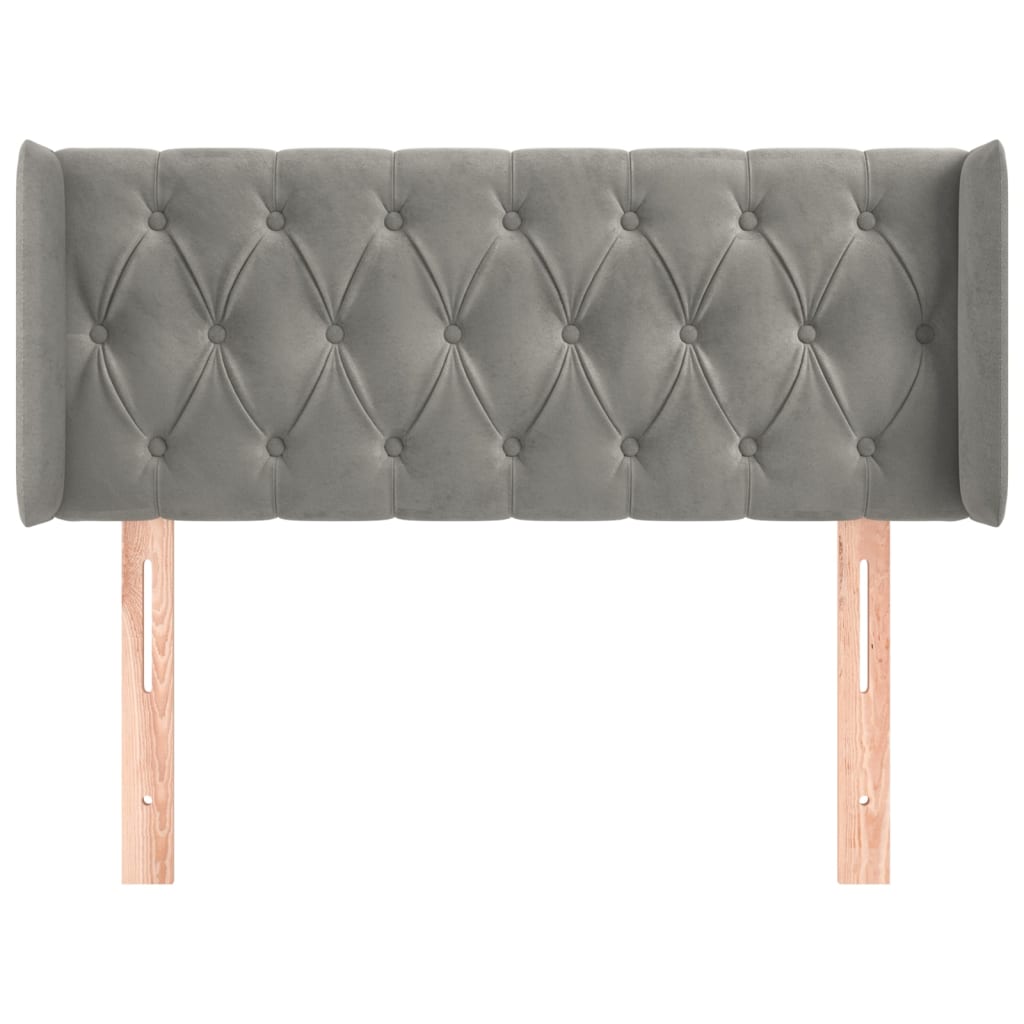 Kopfteil mit Ohren Hellgrau 93x16x78/88 cm Samt