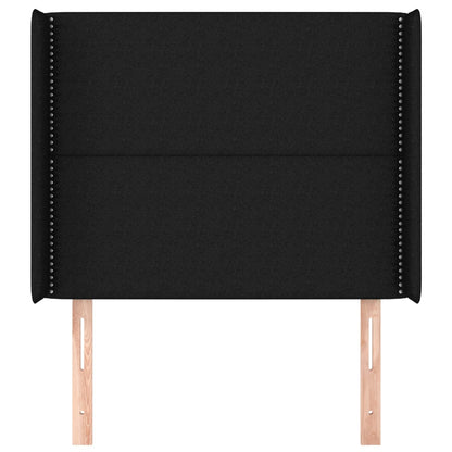 Kopfteil mit Ohren Schwarz 103x16x118/128 cm Stoff