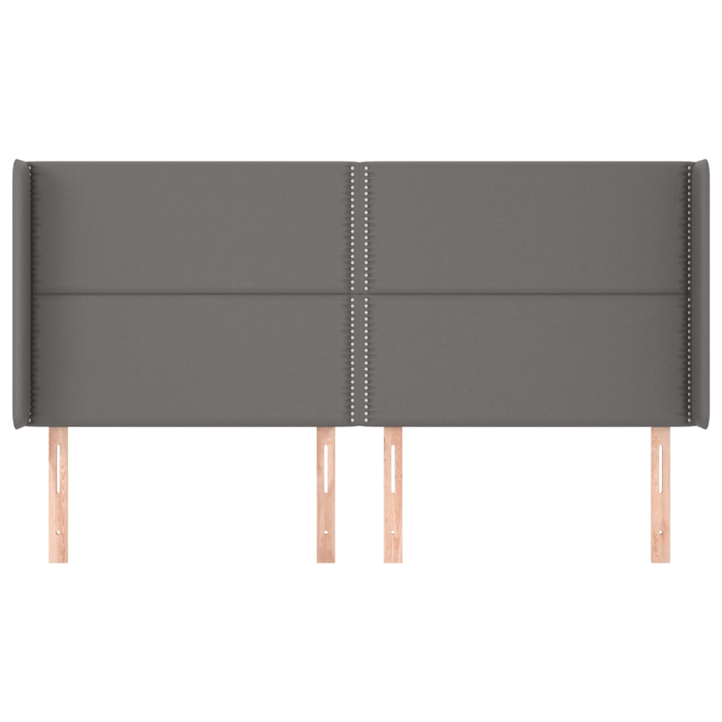 Kopfteil mit Ohren Grau 203x16x118/128 cm Kunstleder