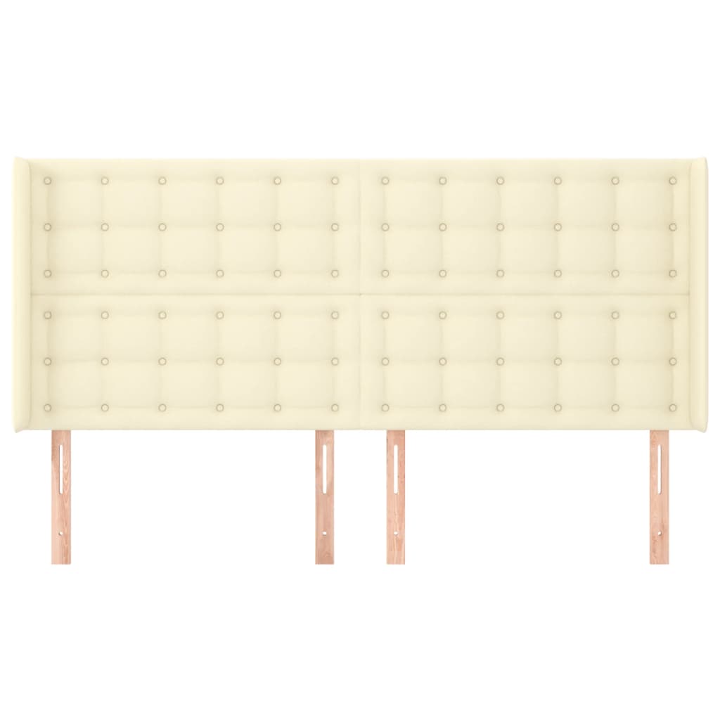 Kopfteil mit Ohren Creme 203x16x118/128 cm Kunstleder