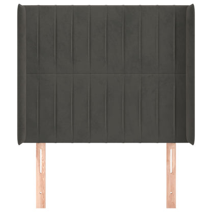 Kopfteil mit Ohren Dunkelgrau 103x16x118/128 cm Samt