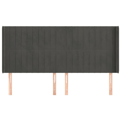 Kopfteil mit Ohren Dunkelgrau 203x16x118/128 cm Samt