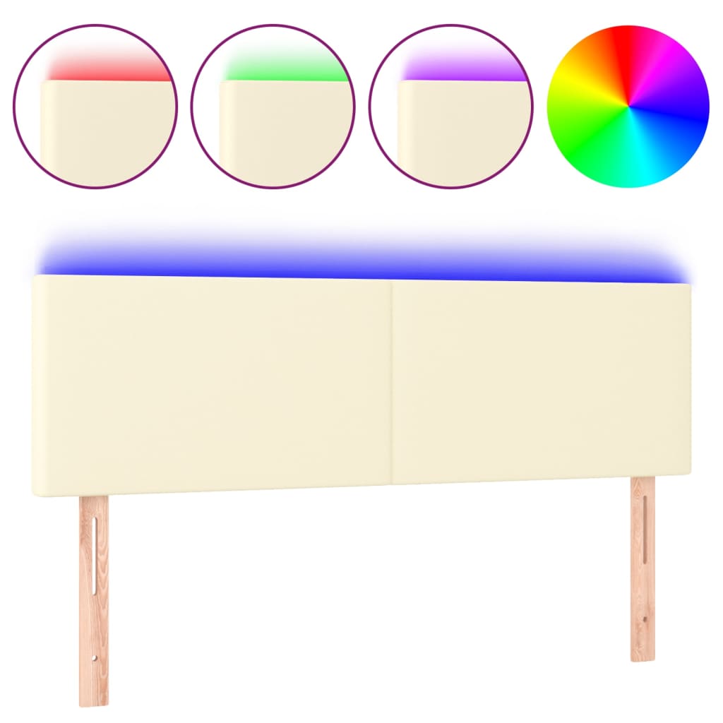 LED Kopfteil Creme 144x5x78/88 cm Kunstleder