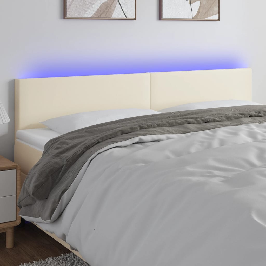 LED Kopfteil Creme 160x5x78/88 cm Kunstleder