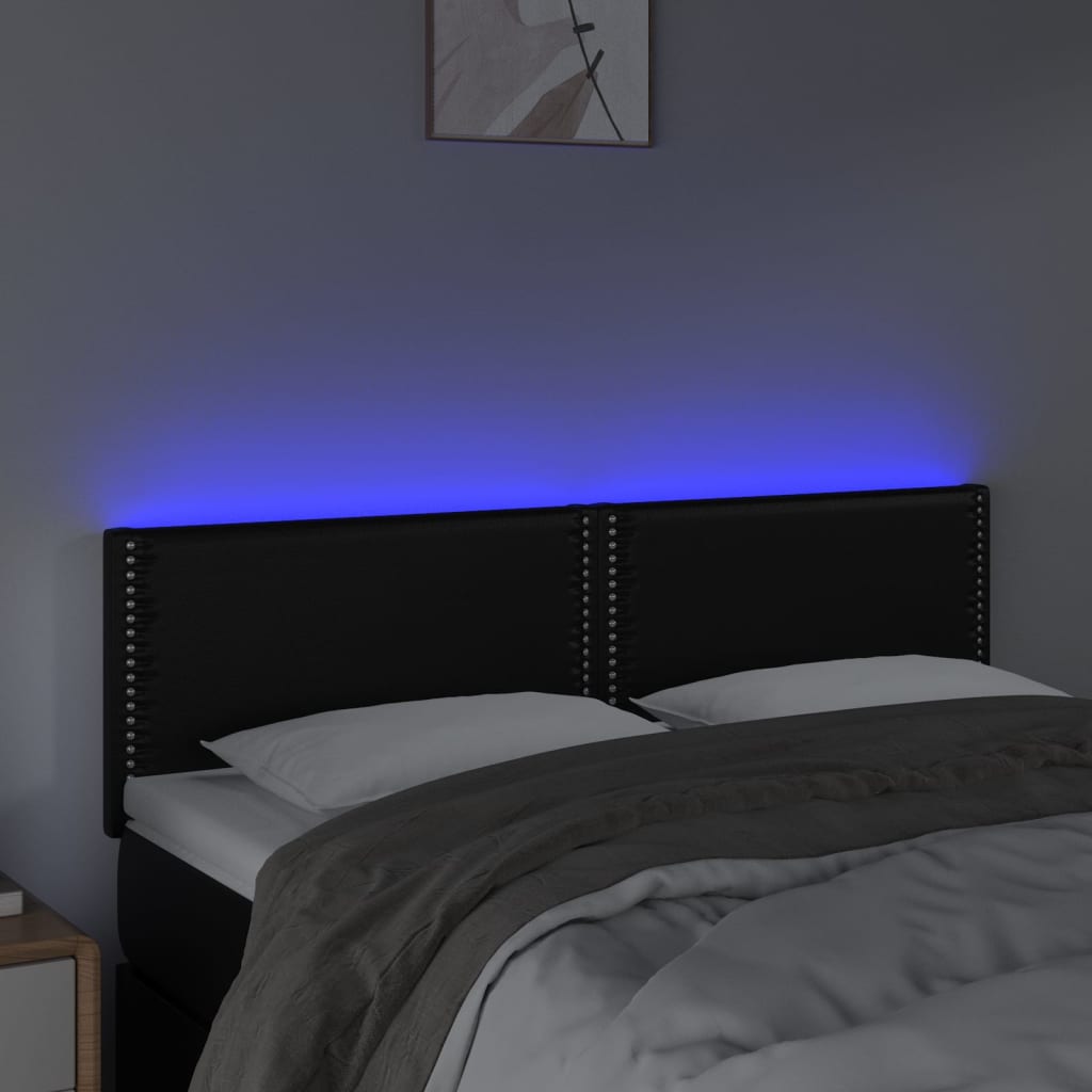 LED Kopfteil Schwarz 144x5x78/88 cm Kunstleder