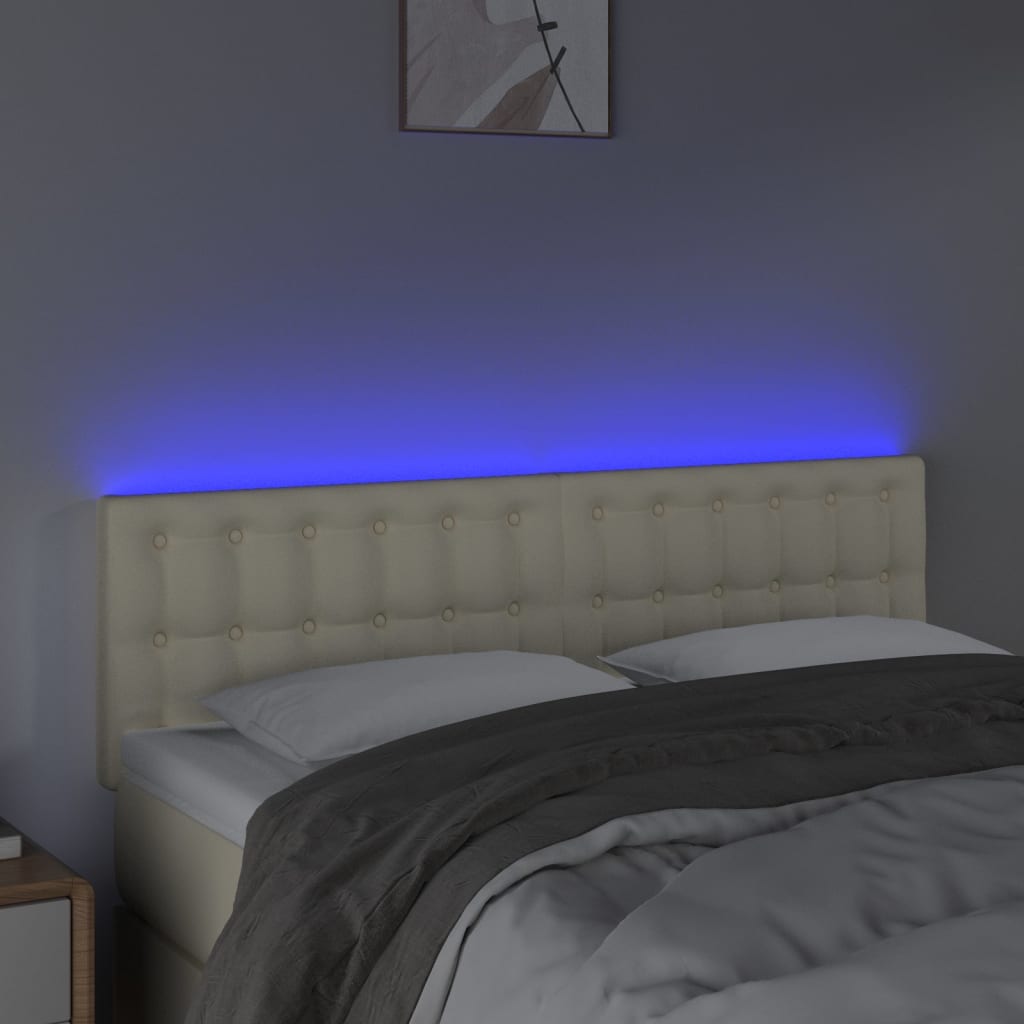 LED Kopfteil Creme 144x5x78/88 cm Kunstleder