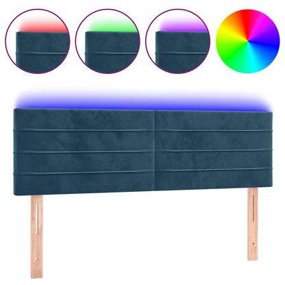 LED Kopfteil Dunkelblau 144x5x78/88 cm Samt