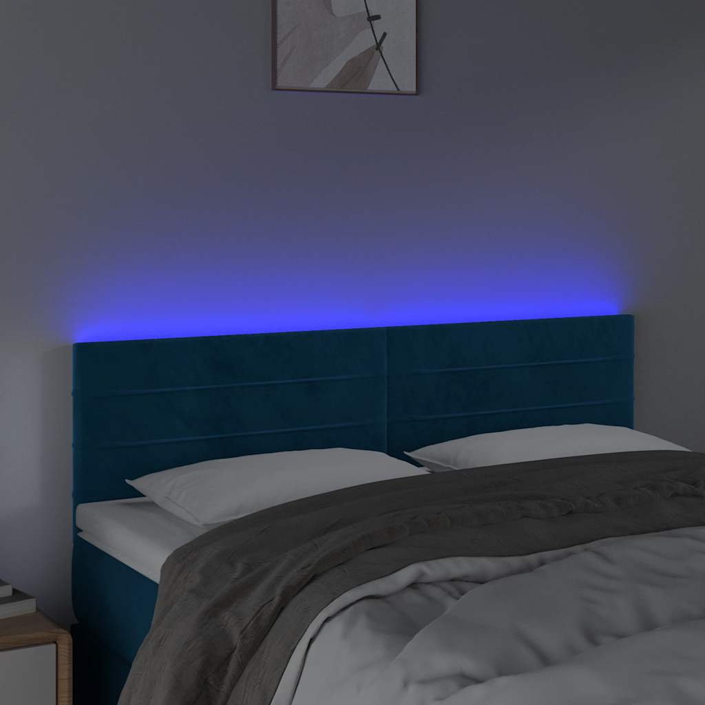 LED Kopfteil Dunkelblau 144x5x78/88 cm Samt