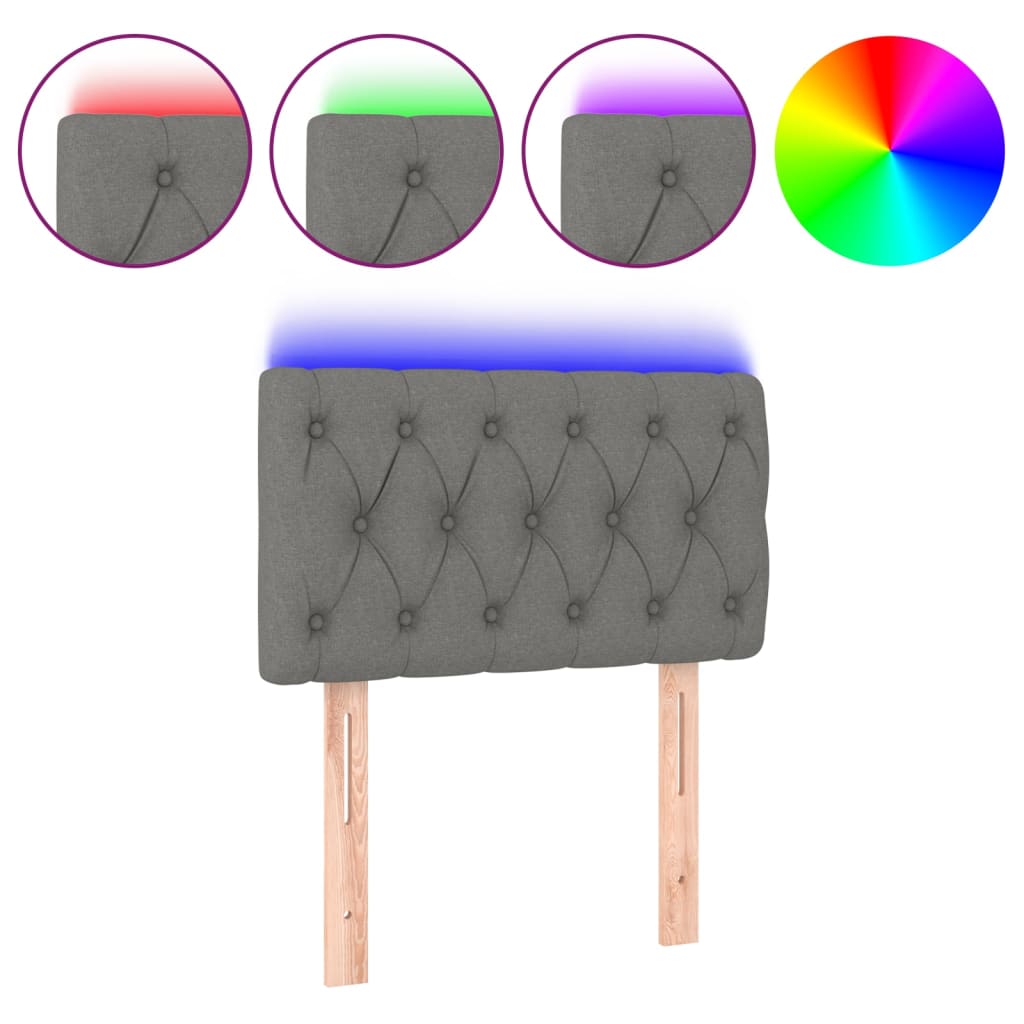 LED Kopfteil Dunkelgrau 80x7x78/88 cm Stoff