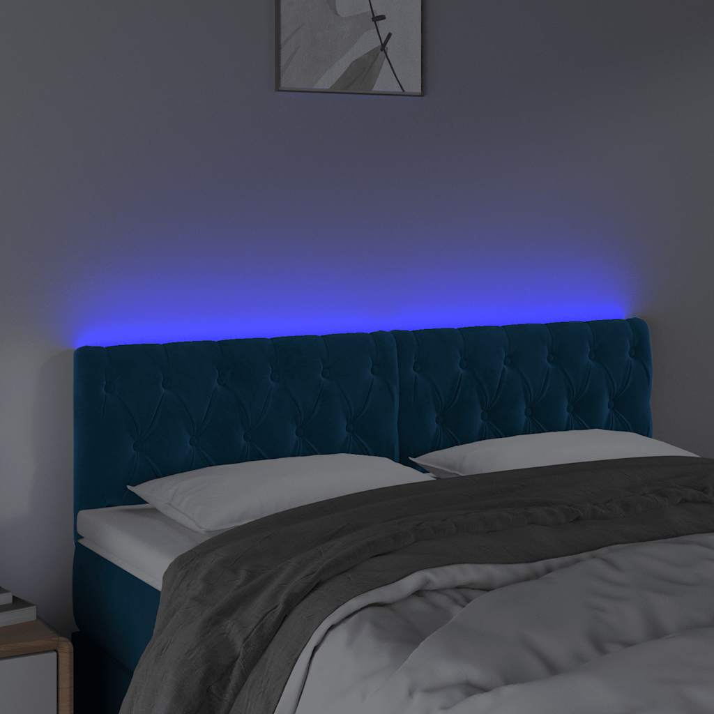 LED Kopfteil Dunkelblau 144x7x78/88 cm Samt