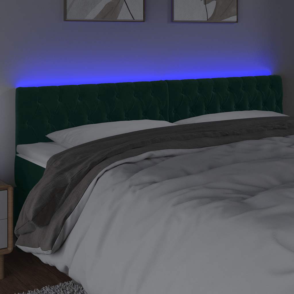 LED Kopfteil Dunkelgrün 180x7x78/88 cm Samt