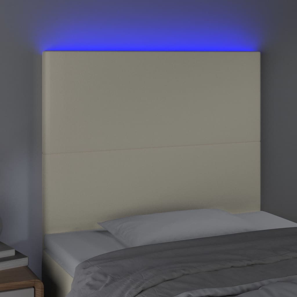 LED Kopfteil Creme 100x5x118/128 cm Kunstleder