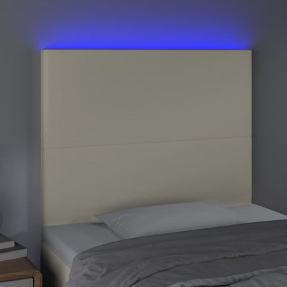 LED Kopfteil Creme 100x5x118/128 cm Kunstleder