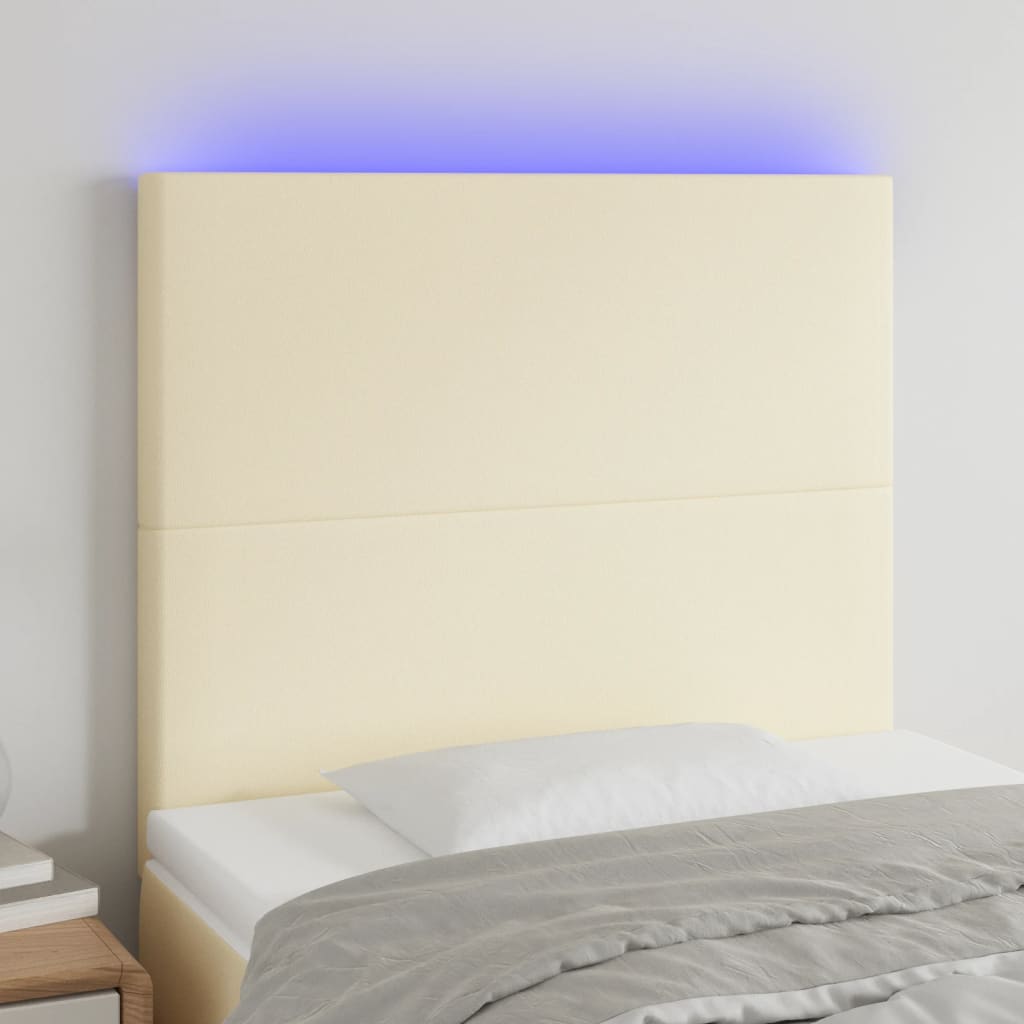 LED Kopfteil Creme 100x5x118/128 cm Kunstleder