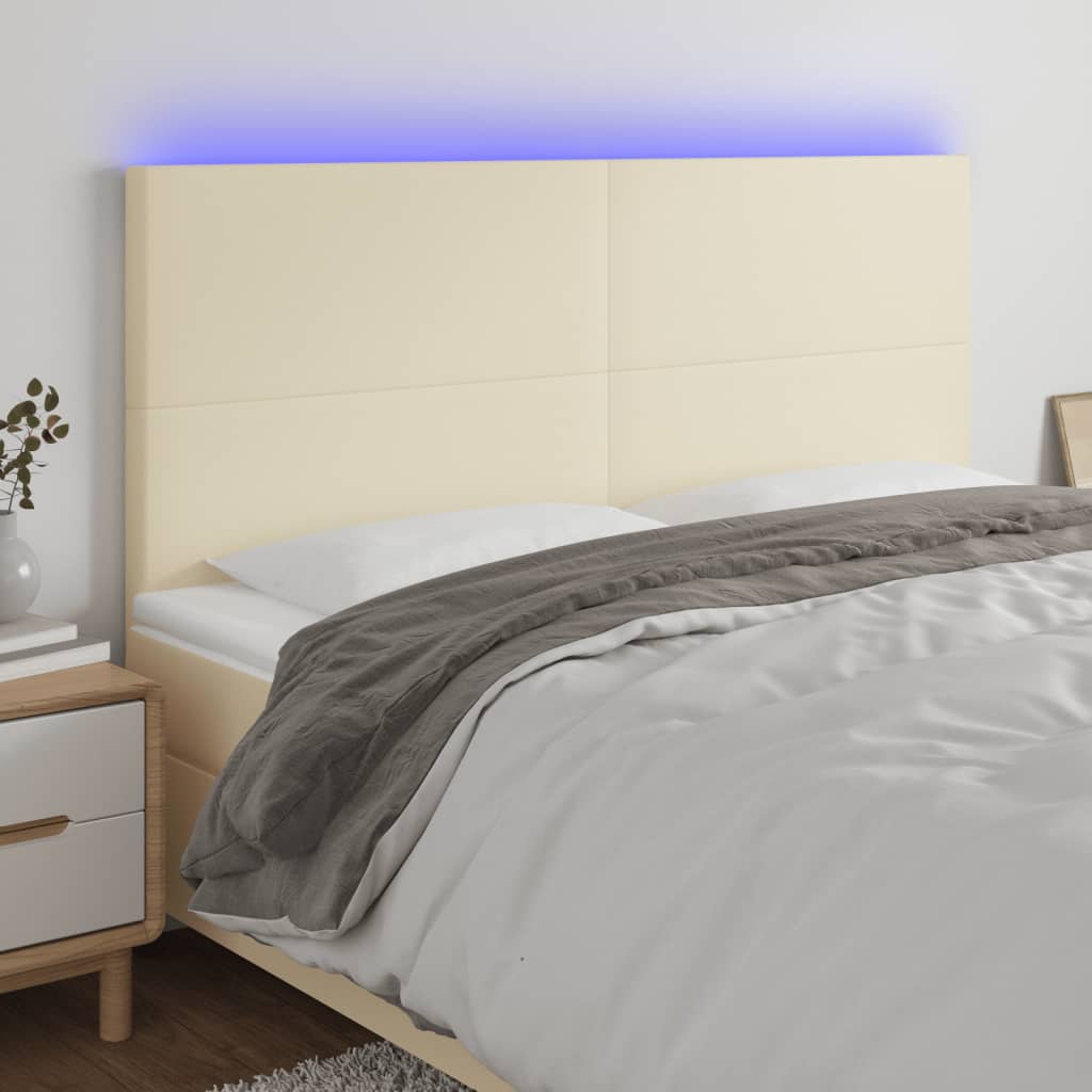 LED Kopfteil Creme 180x5x118/128 cm Kunstleder